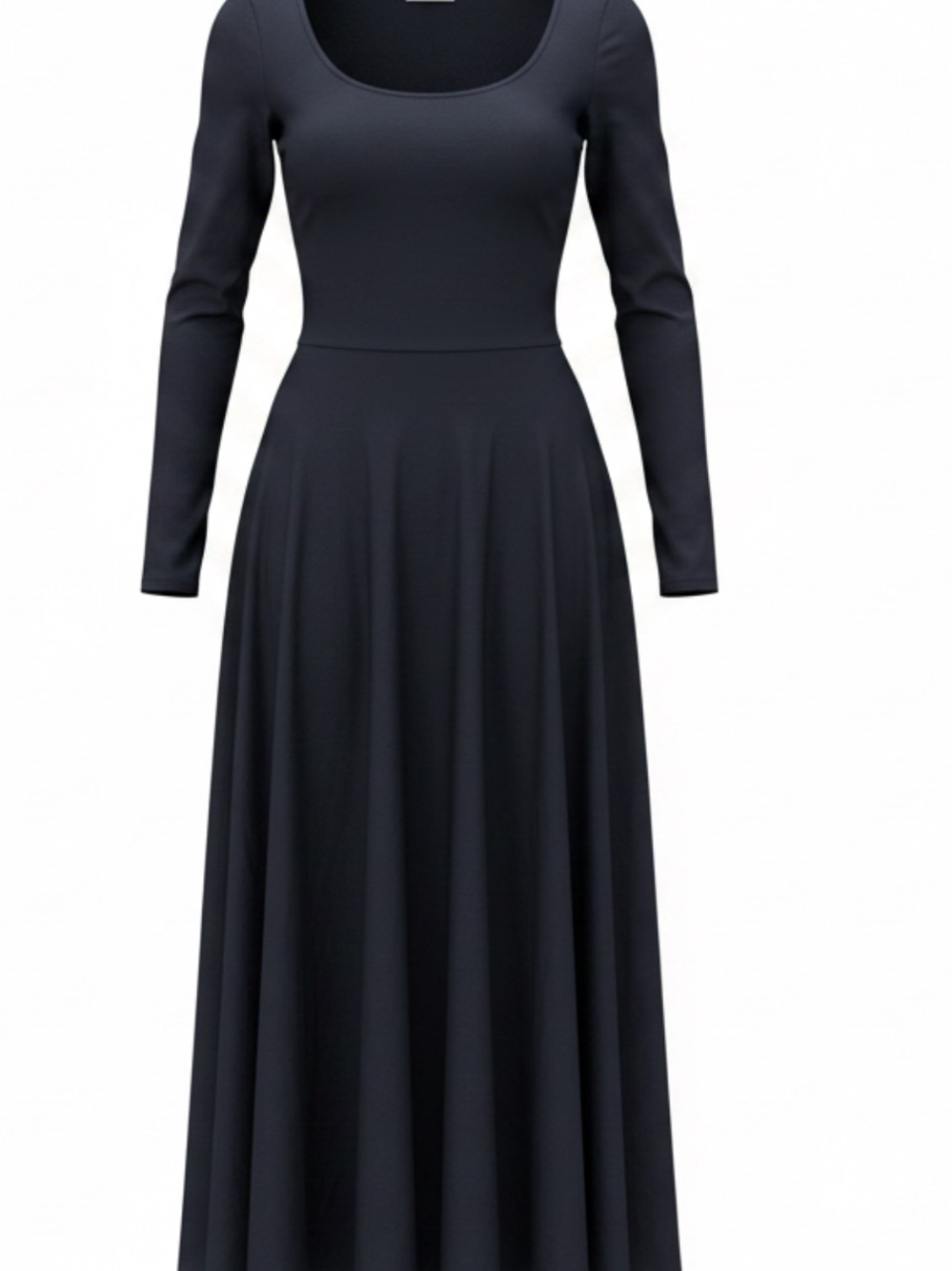 Reformation Black Long-Sleeve Scoop Neck Maxi Dress